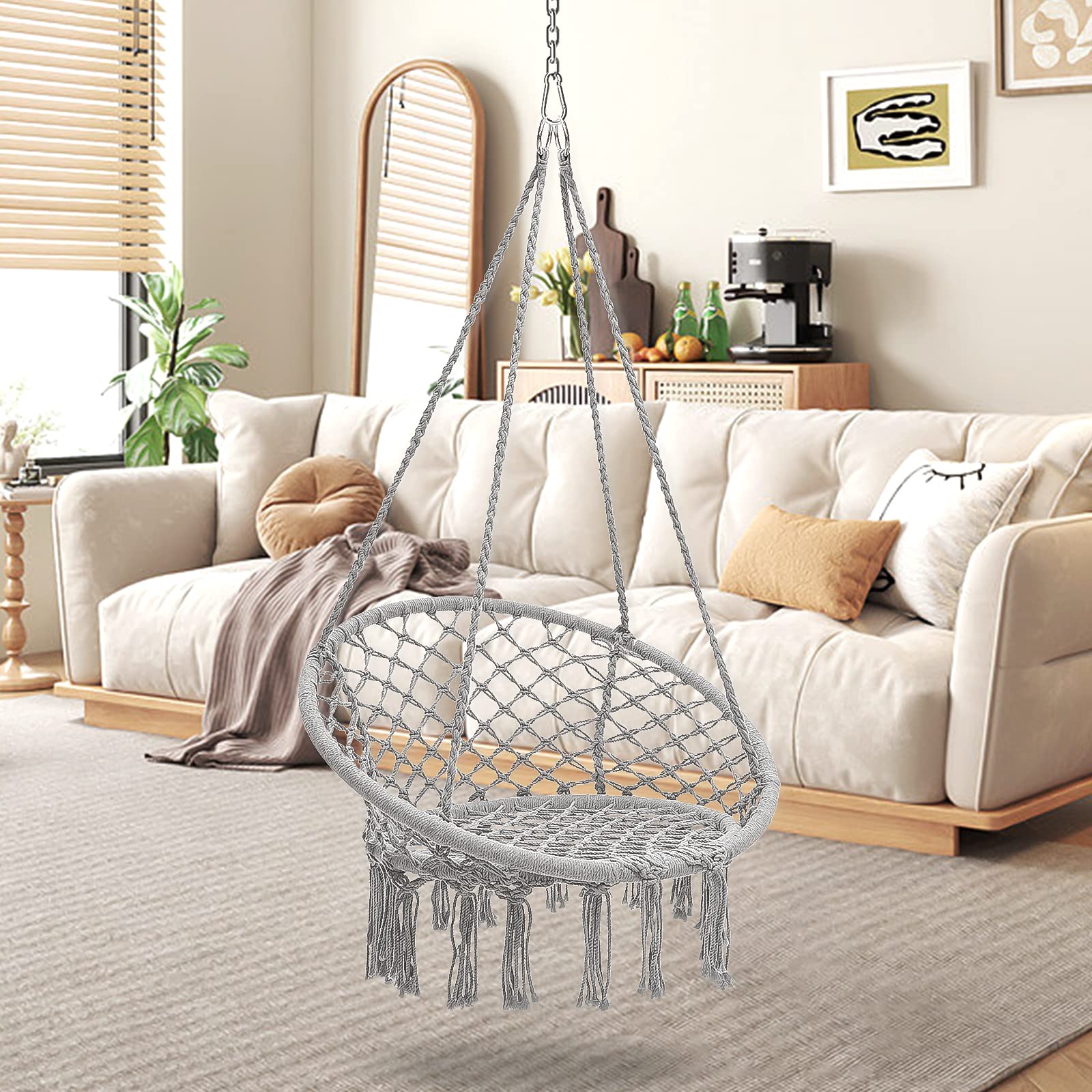 Hamac cocon - scaun suspendabil rotund, Gri