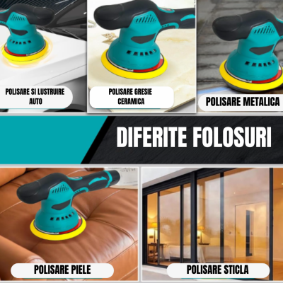 Aparat Polish Auto Profesional, 2 Acumulatori 48V, 8 Viteze