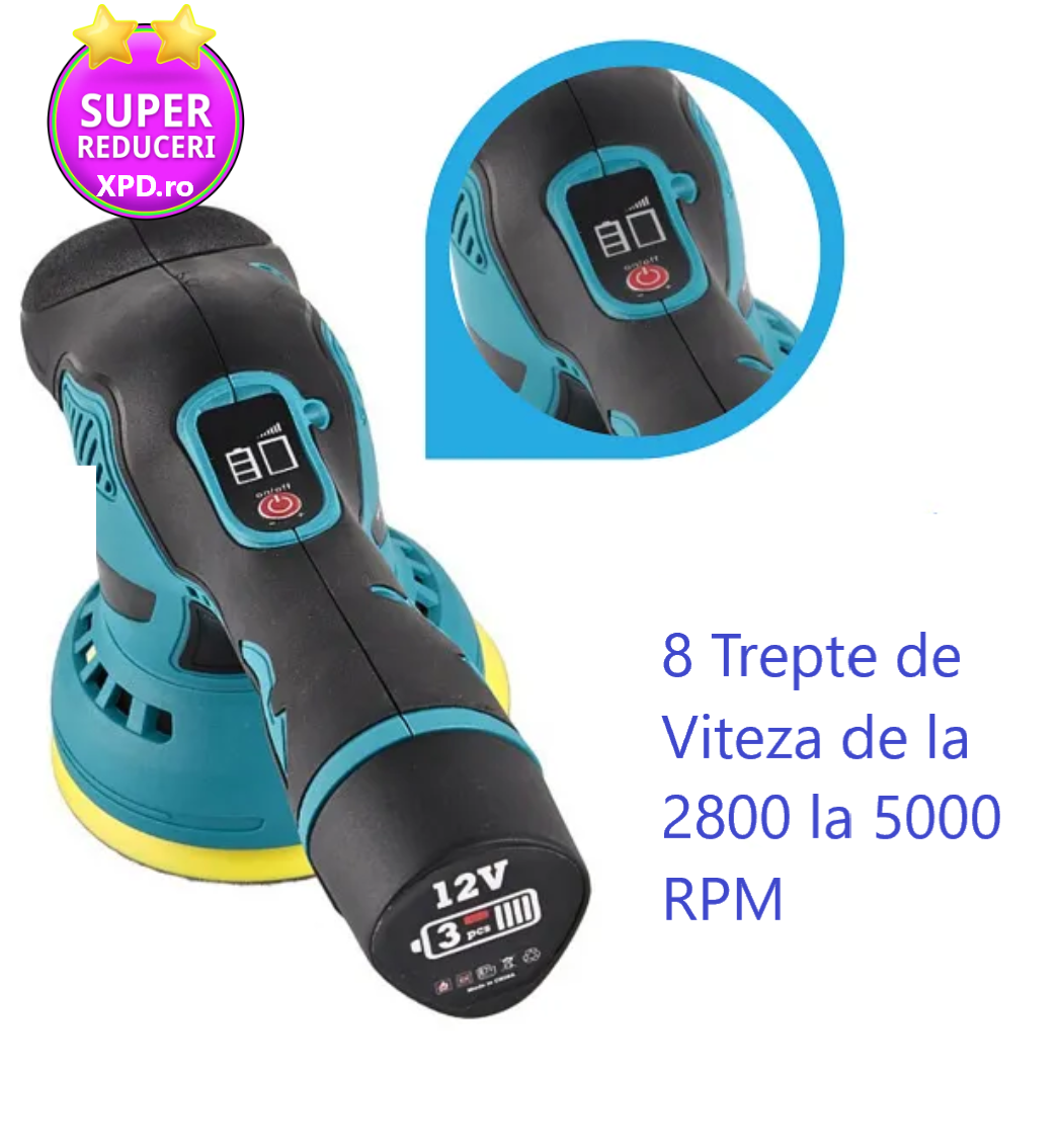 Aparat Polish Auto Profesional, 2 Acumulatori 48V, 8 Viteze
