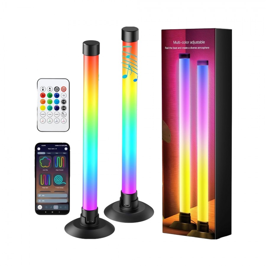 Set 2 lampi ambientale Smart RGB Wi-Fi, sincronizare sunet