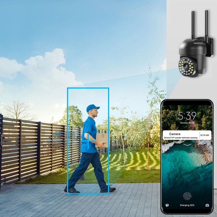 Set 2 x Camera Video Wi-Fi, 36 LED, Rezolutie HD, IP66, Card 32 GB