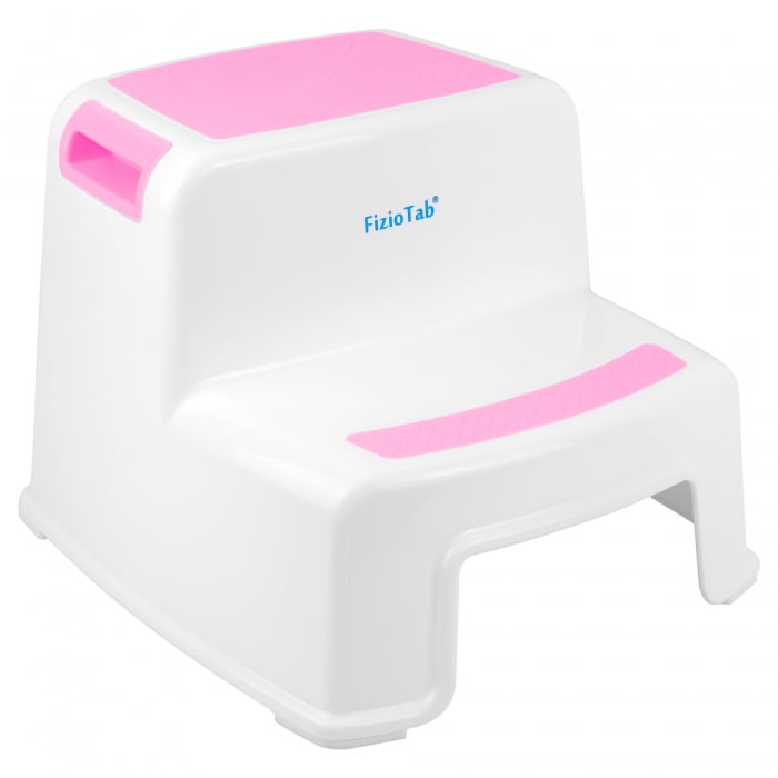 Scaunel inaltator WC pentru copii, FizioTab®Kids Two Step Stoll Alb/Roz