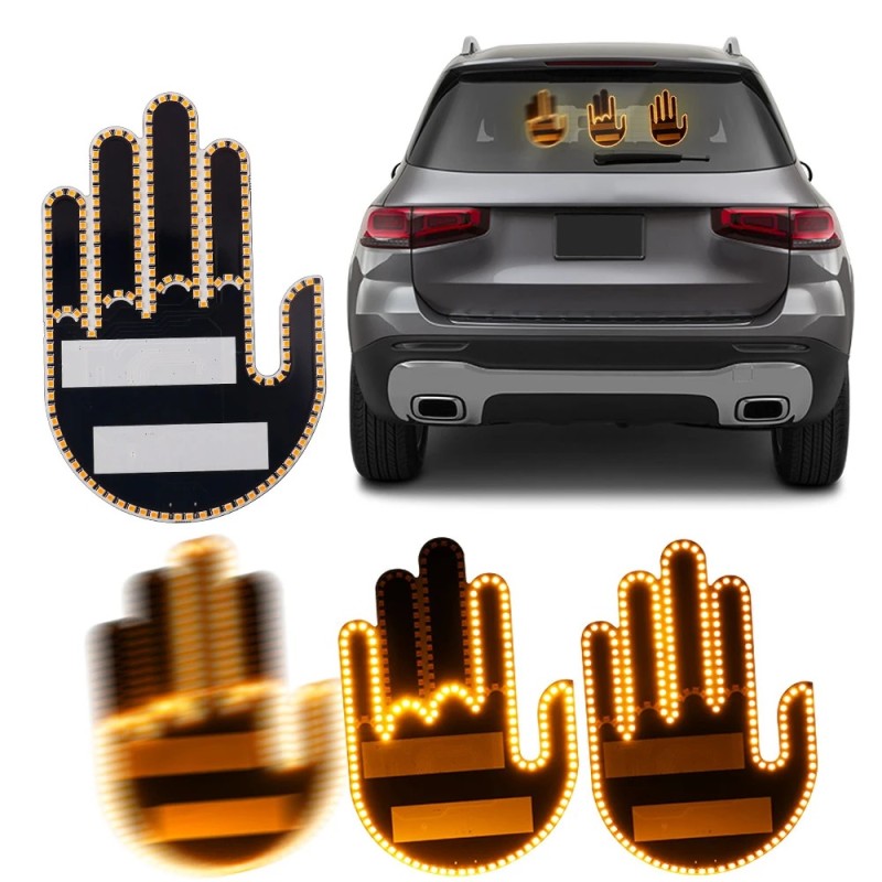 Semn LED Auto cu Telecomanda, Design Mana, 4 Moduri