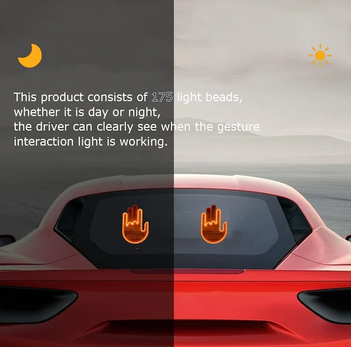 Semn LED Auto cu Telecomanda, Design Mana, 4 Moduri