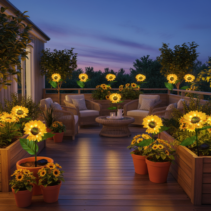 Set 4 x lampa solara, Floarea Soarelui