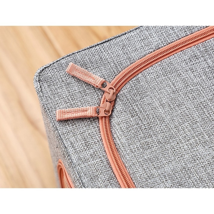 Set 3 cutii pliabile pentru depozitare, 24L, 66L, 100L, Gri