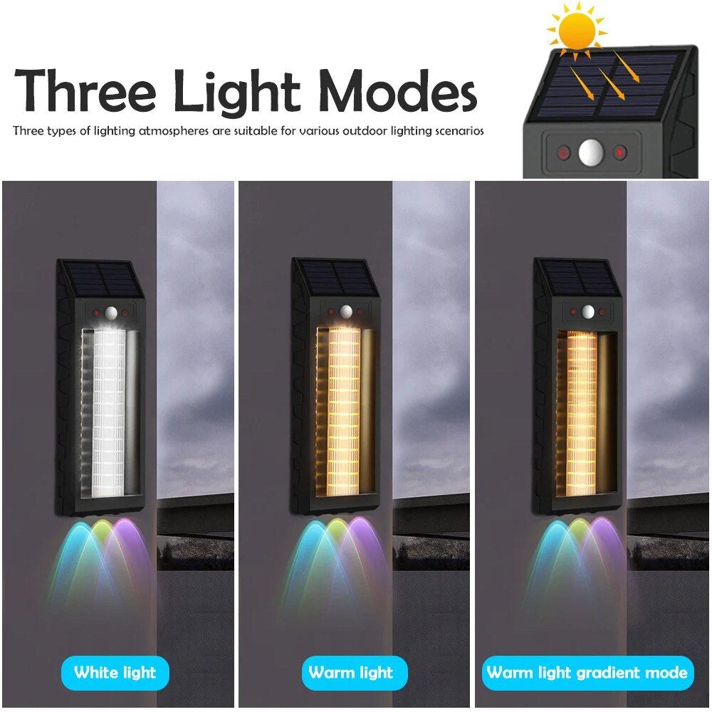 Set 2 x Lampa solara cu senzor de miscare, 18W, 1200 LM