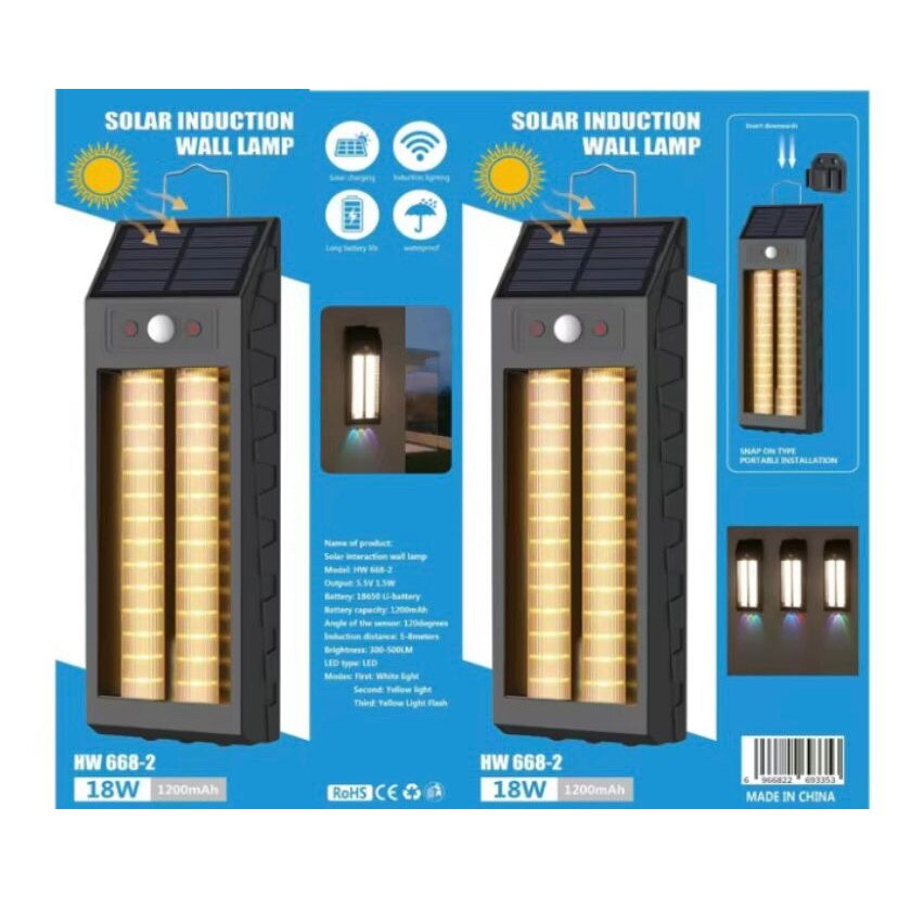 Set 2 x Lampa solara cu senzor de miscare, 18W, 1200 LM