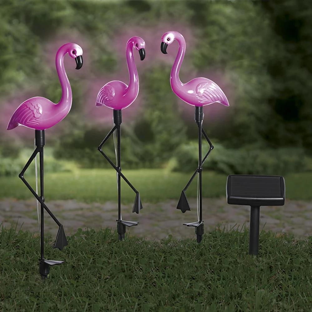 Set 3 x Lampa solara, Flamingo - lumineaza 8 ore