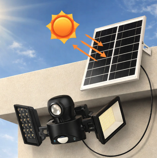 Proiector solar LED dublu 200 W cu Senzor de miscare, telecomanda