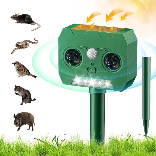 Set 2 x Aparat solar antidaunatori, cu ultrasunete si senzor de miscare