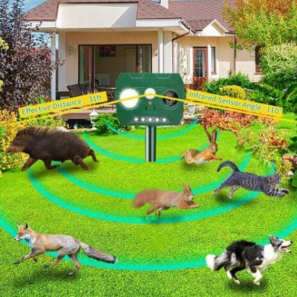 Set 2 x Aparat solar antidaunatori, cu ultrasunete si senzor de miscare