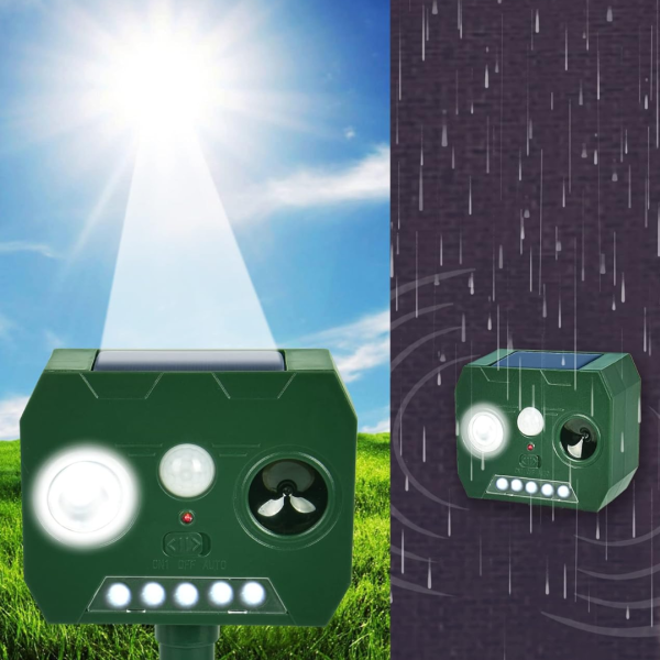 Set 2 x Aparat solar antidaunatori, cu ultrasunete si senzor de miscare