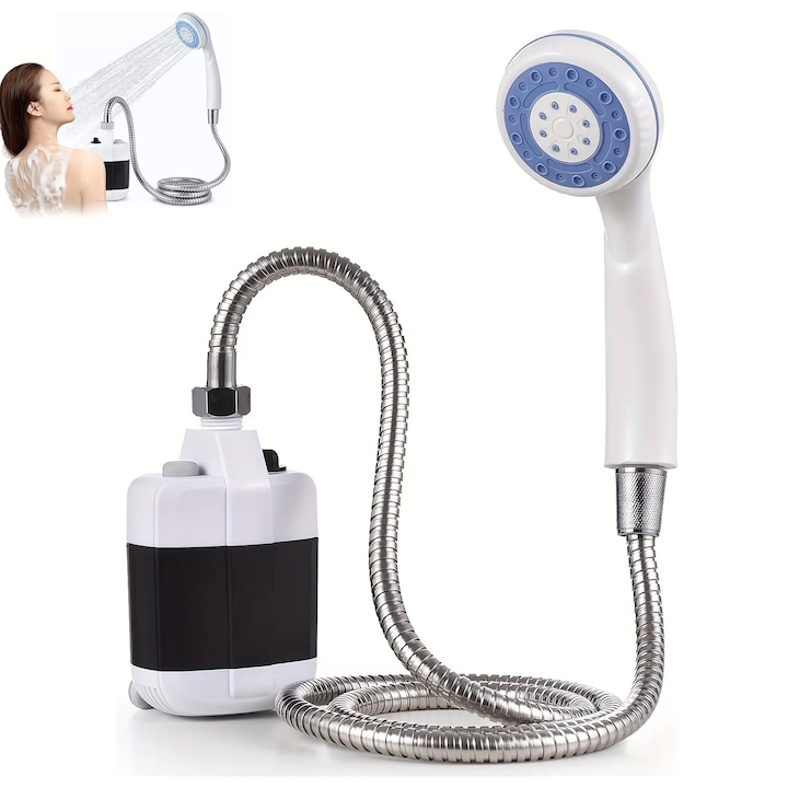 Dus portabil electric cu robinet, pentru camping si drumetii