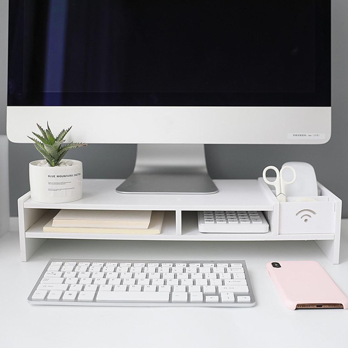 Suport birou 5 compartimente, Alb, 49 x 10 x 20 cm