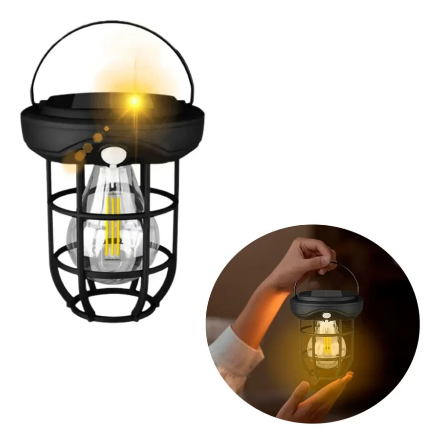 Set 2 x Felinar solar cu lumina calda
