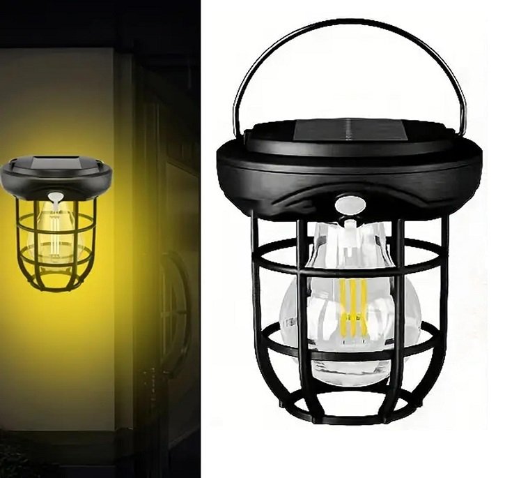 Set 2 x Felinar solar cu lumina calda