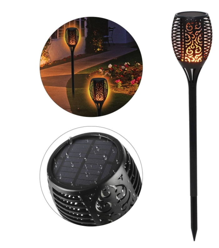 Set 6 x Lampa solara tip torta cu efect flacara, 50 cm