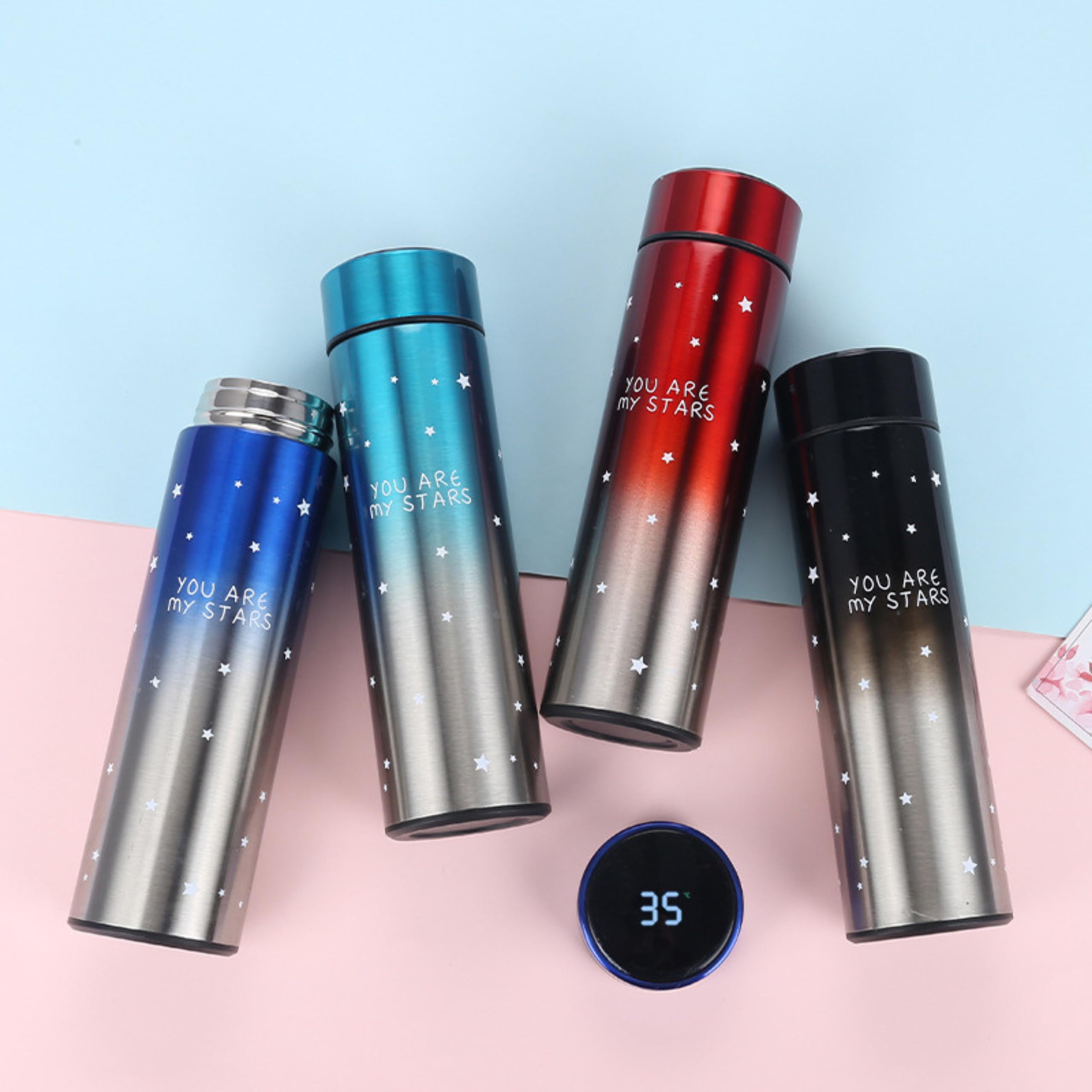 Set 2 x Termos Smart cu afisaj LED, Inox, 500 ml