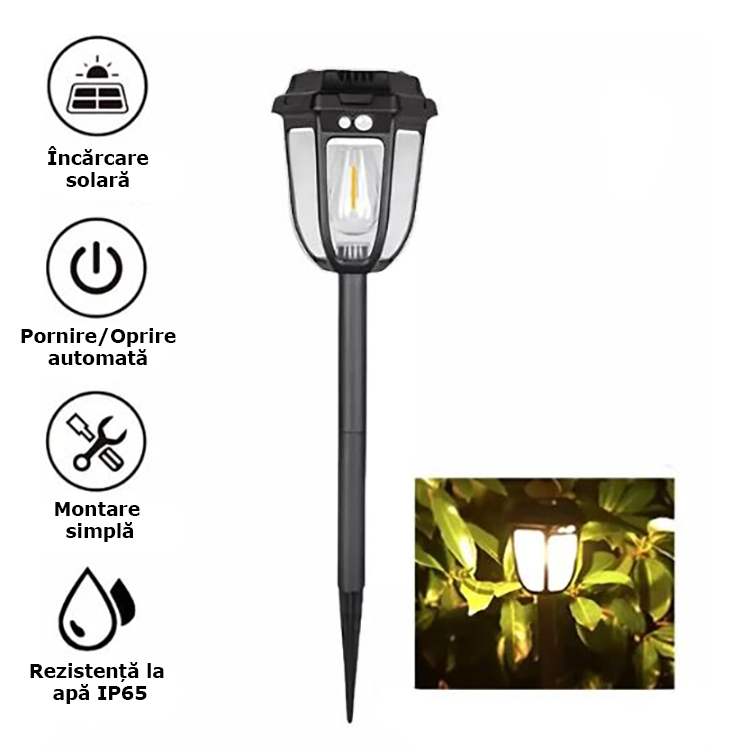 Set 2 x Lampa solara cu senzor miscare, IP65, 1200LM