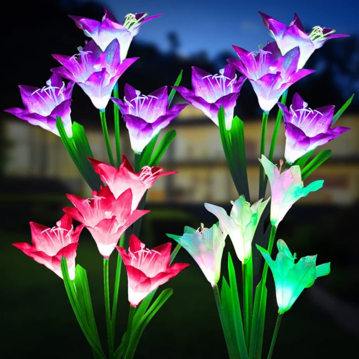 Set 2 x Lampa solara Crini 70 cm, IP66, LED cu Senzor Lumina