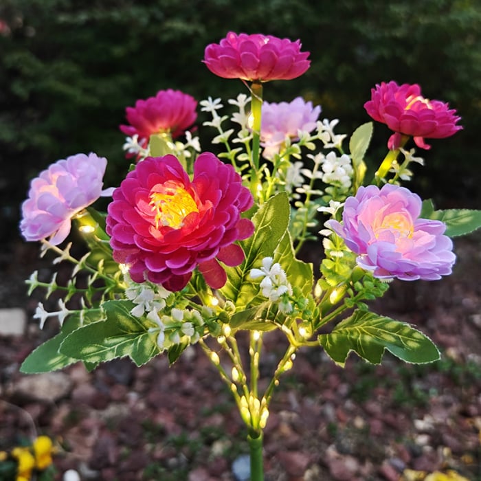 Set 2 x Lampa solara Bujori Roz 60 cm, iluminat ambiental gradina