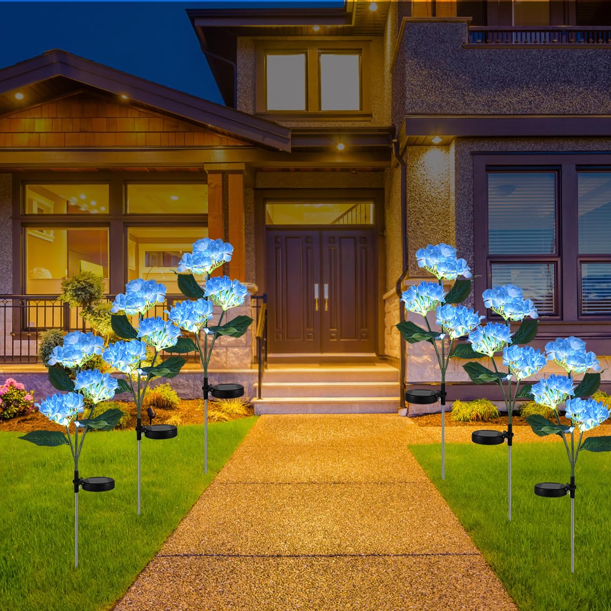 Set 2 x Lampa solara Hortensie 70 cm, lumina calda