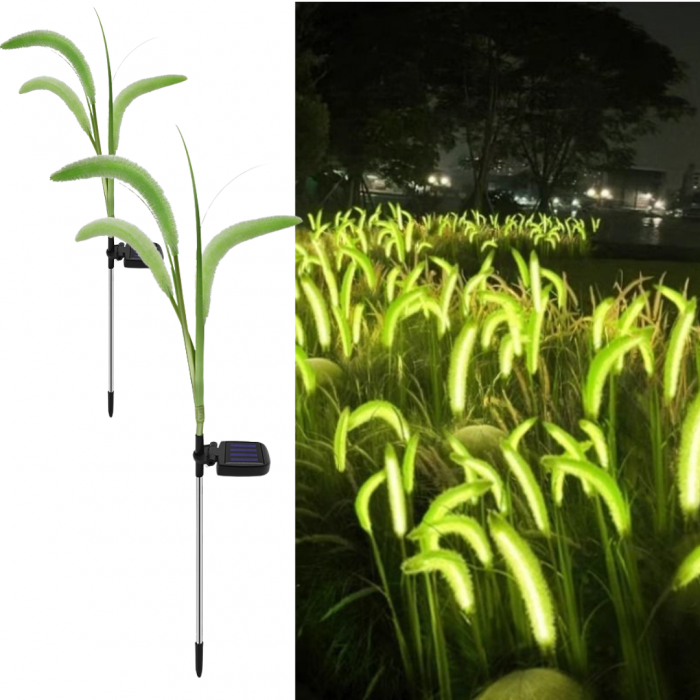 Set 2 x Lampa solara tip iarba verde ornamentala