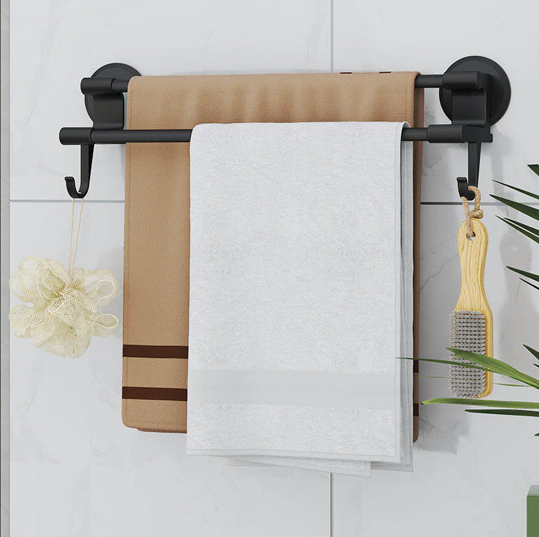 Suport dublu prosoape baie, 50 cm, Negru