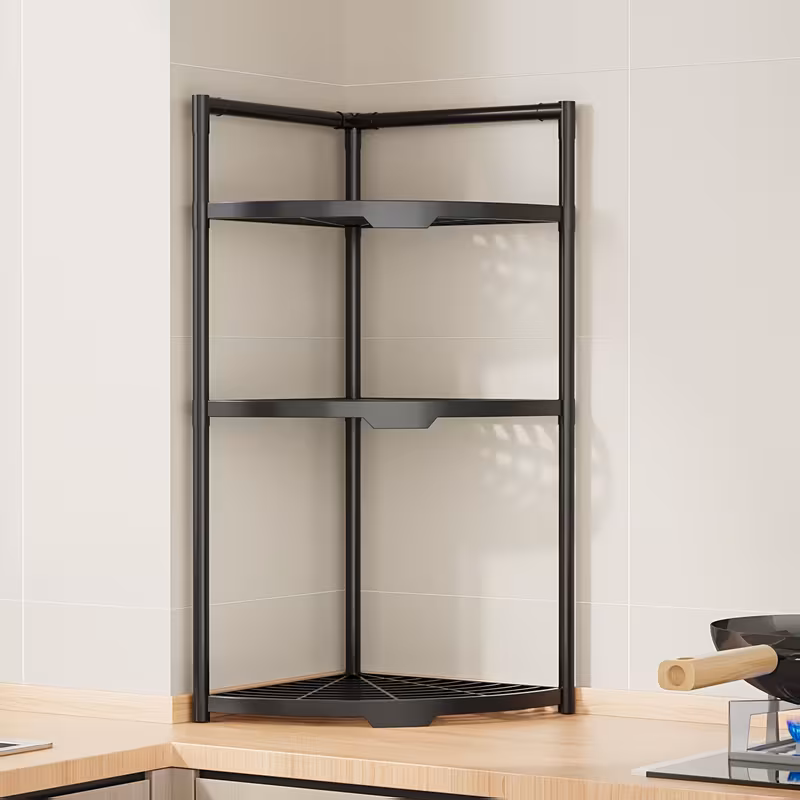 Organizator cu 3 rafturi, Negru, 42 x 30 x 58 cm