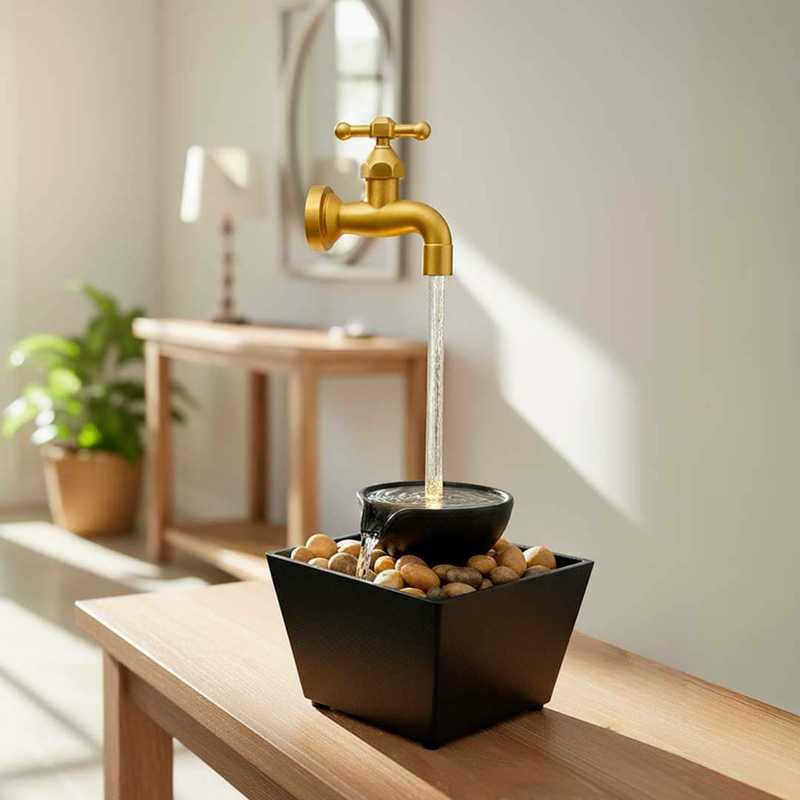 Fantana decorativa cu robinet plutitor si LED