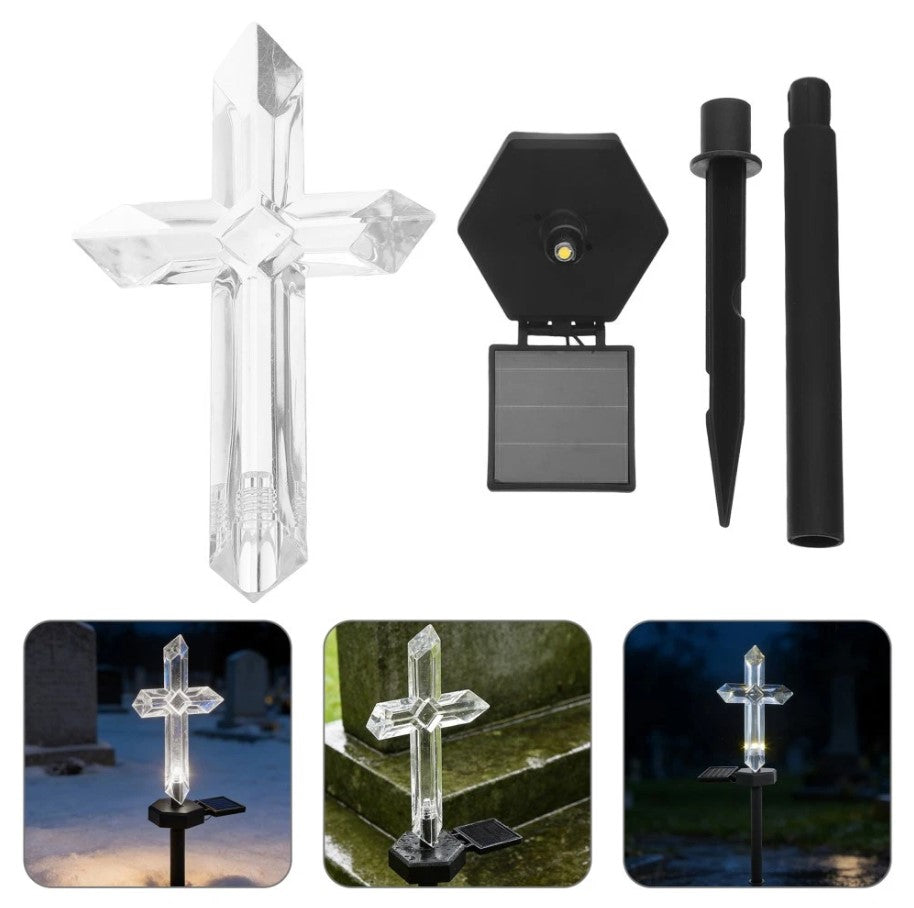 Set 2 x Cruce solara LED pentru mormant