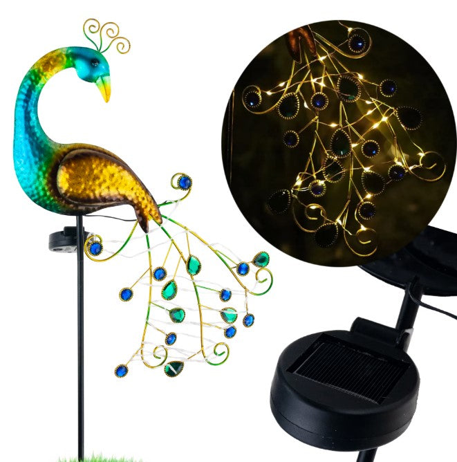 Set 2 x Lampa solara model Paun, LED alb cald