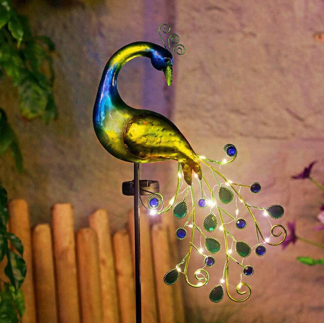 Set 2 x Lampa solara model Paun, LED alb cald