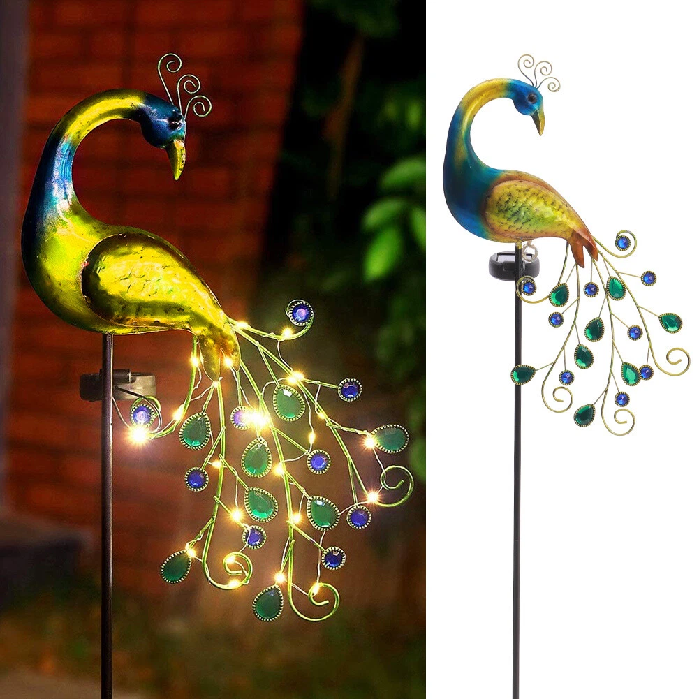 Set 2 x Lampa solara model Paun, LED alb cald