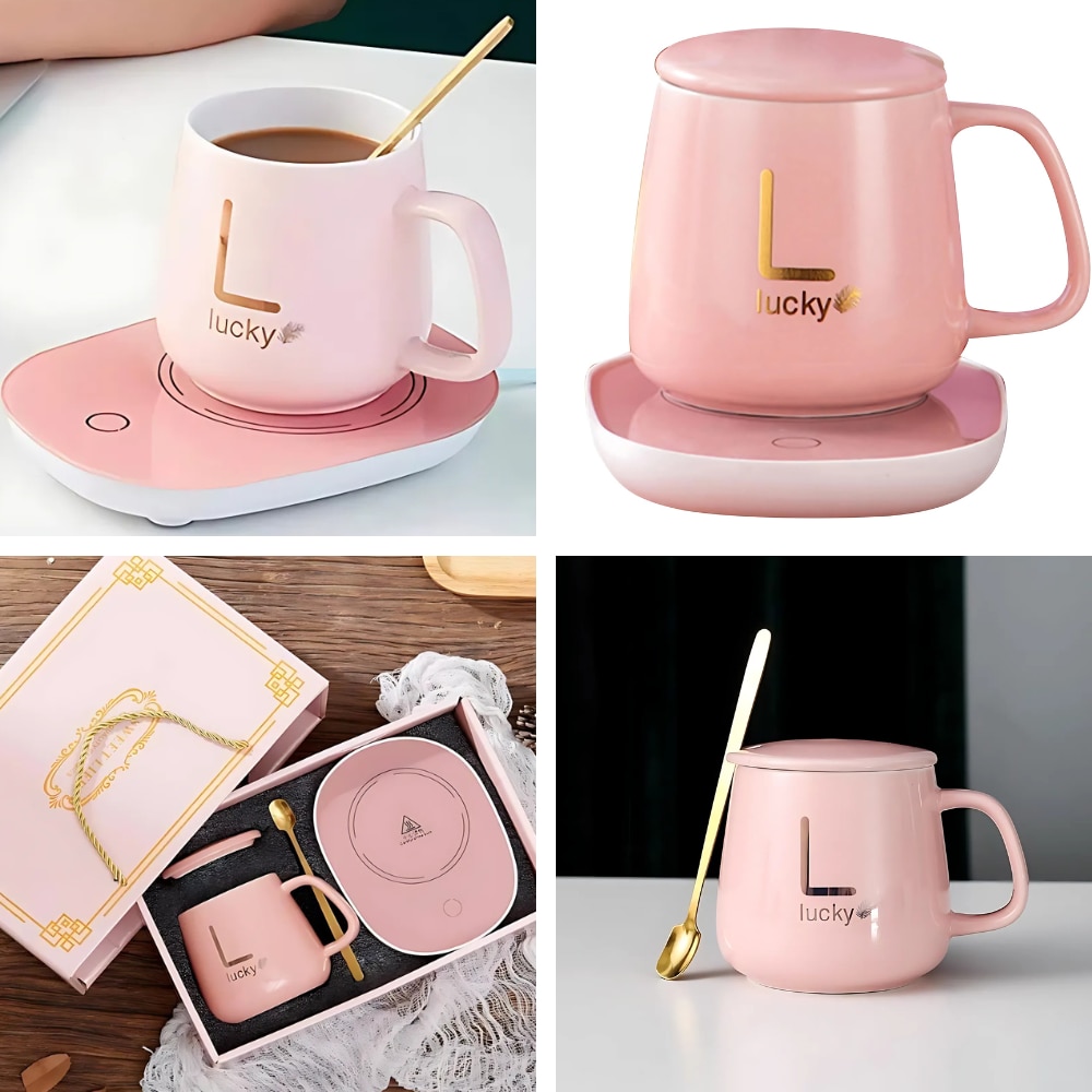 Oferta 1+1, Cana 350 ml, suport termic, Roz