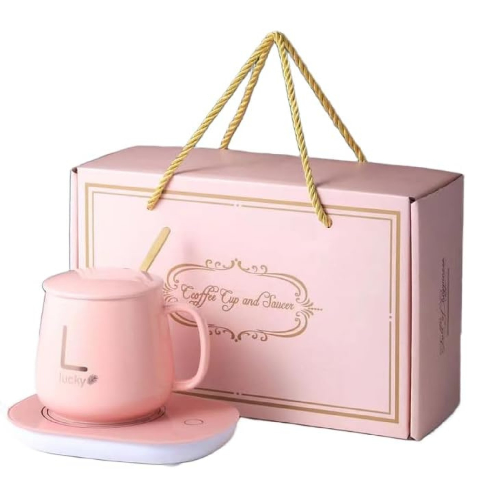 Oferta 1+1, Cana 350 ml, suport termic, Roz