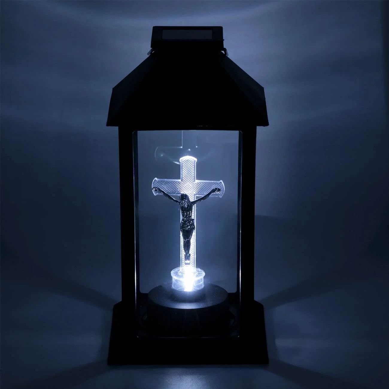 Set 2 x Felinar solar Cruce LED, Negru, 14x28 cm