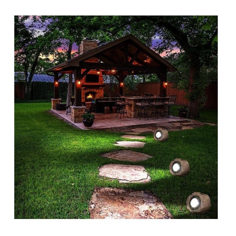 Set 2 x lampa solara cu aspect de piatra