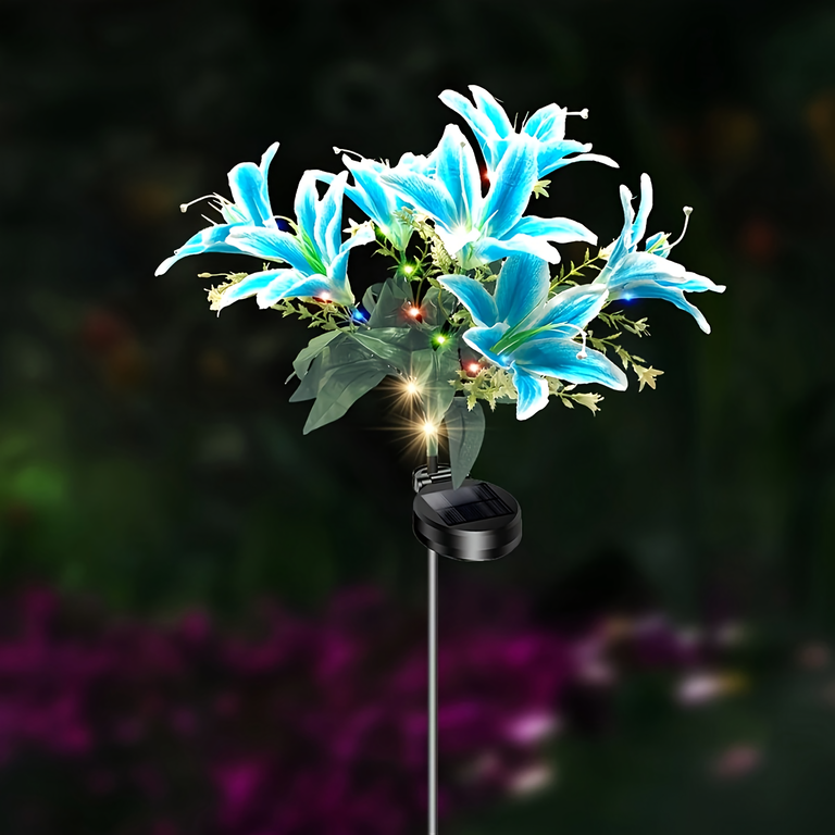 Set 2 x lampa solara 70 cm, 6 crini albastri