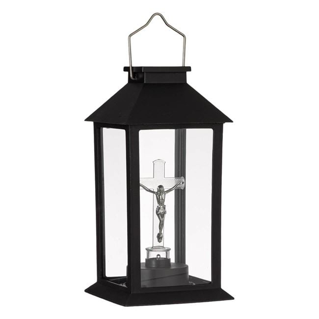 Set 2 x Felinar solar Cruce LED, Negru, 28 cm