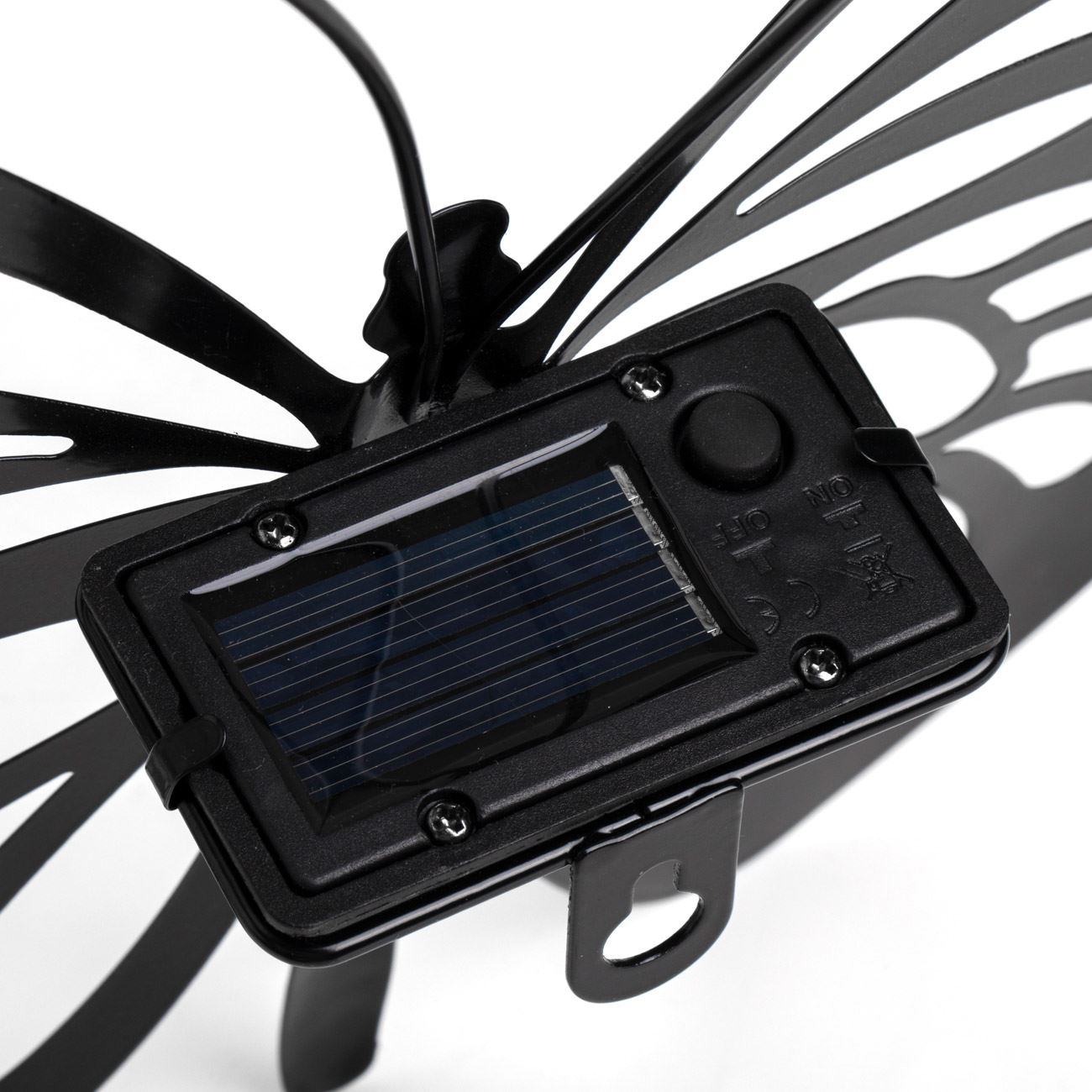 Set 2 x Decoratiune solara metalica, forma de fluture 34x26 cm, Negru