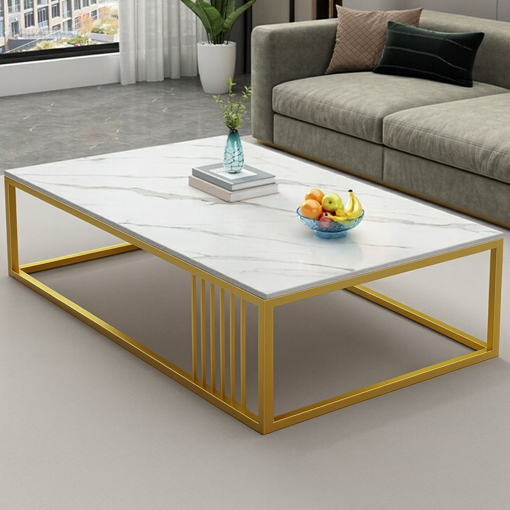 Masuta cafea dreptunghiulara, aspect marmura, 120x60x43 cm