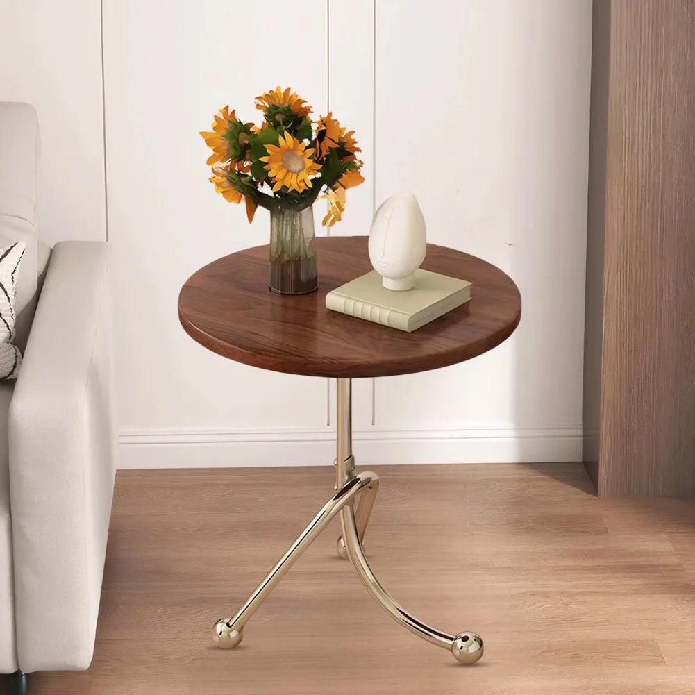 Masuta cu blat rotund si picioare metalice, 40x51 cm