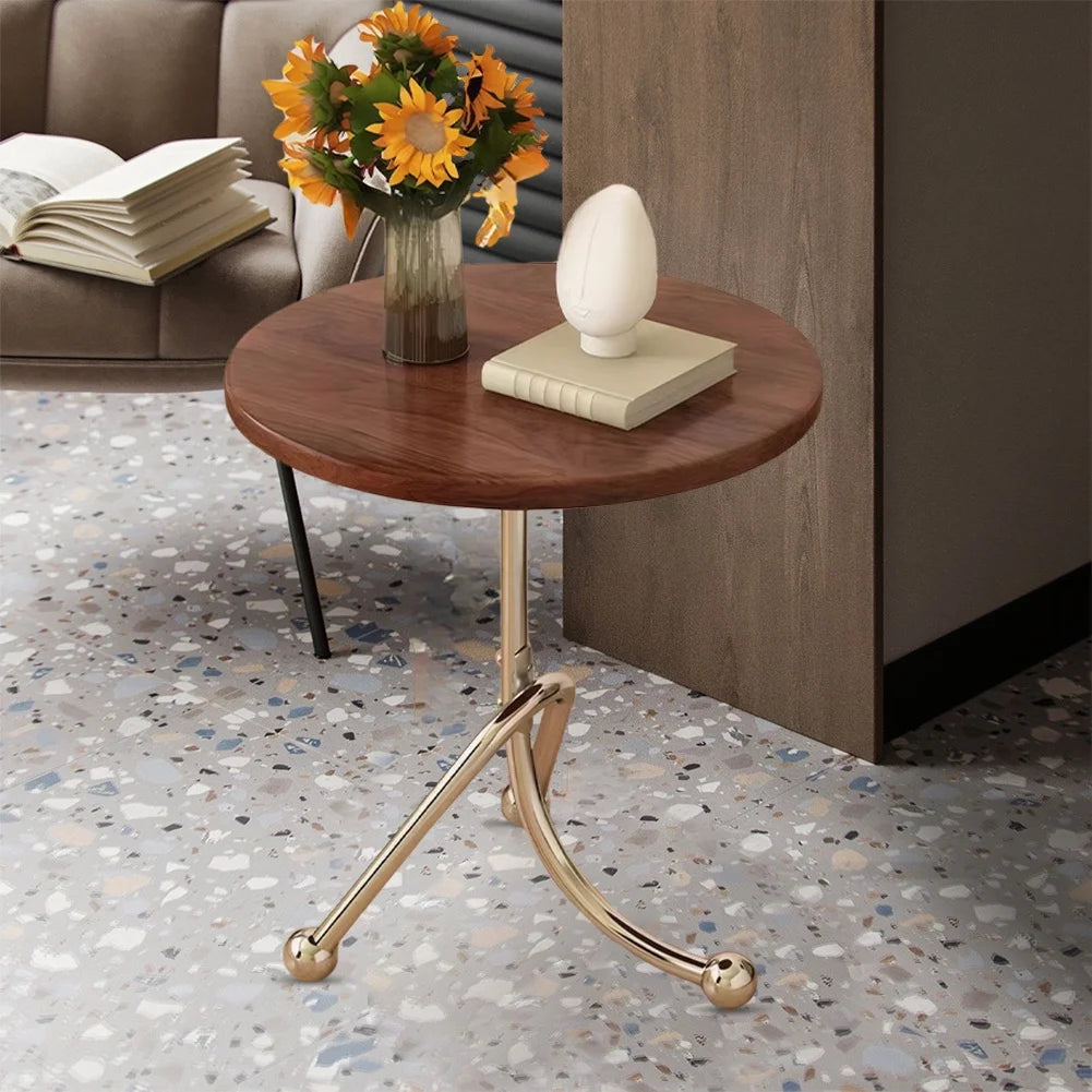 Masuta cu blat rotund si picioare metalice, 40x51 cm