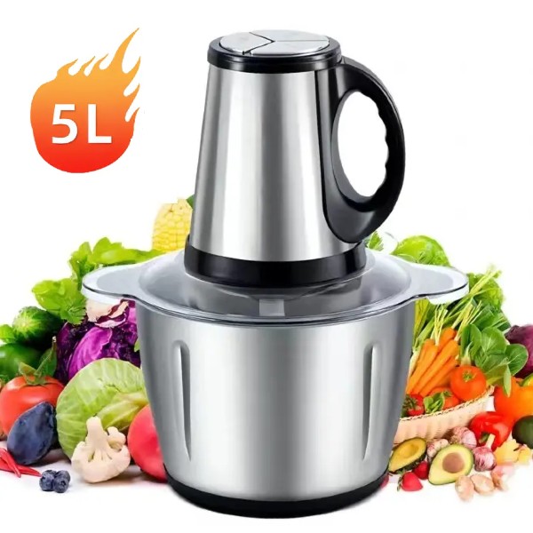 Masina de tocat electrica, 5 Litri, Inox, 500 W, 5 lame