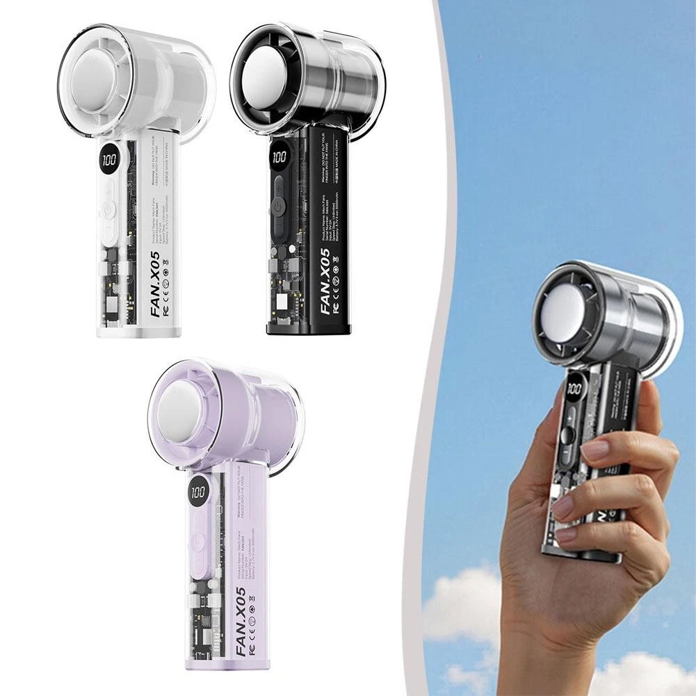 Ventilator 3000 mAh cu mini turbina ajustabila, design transparent