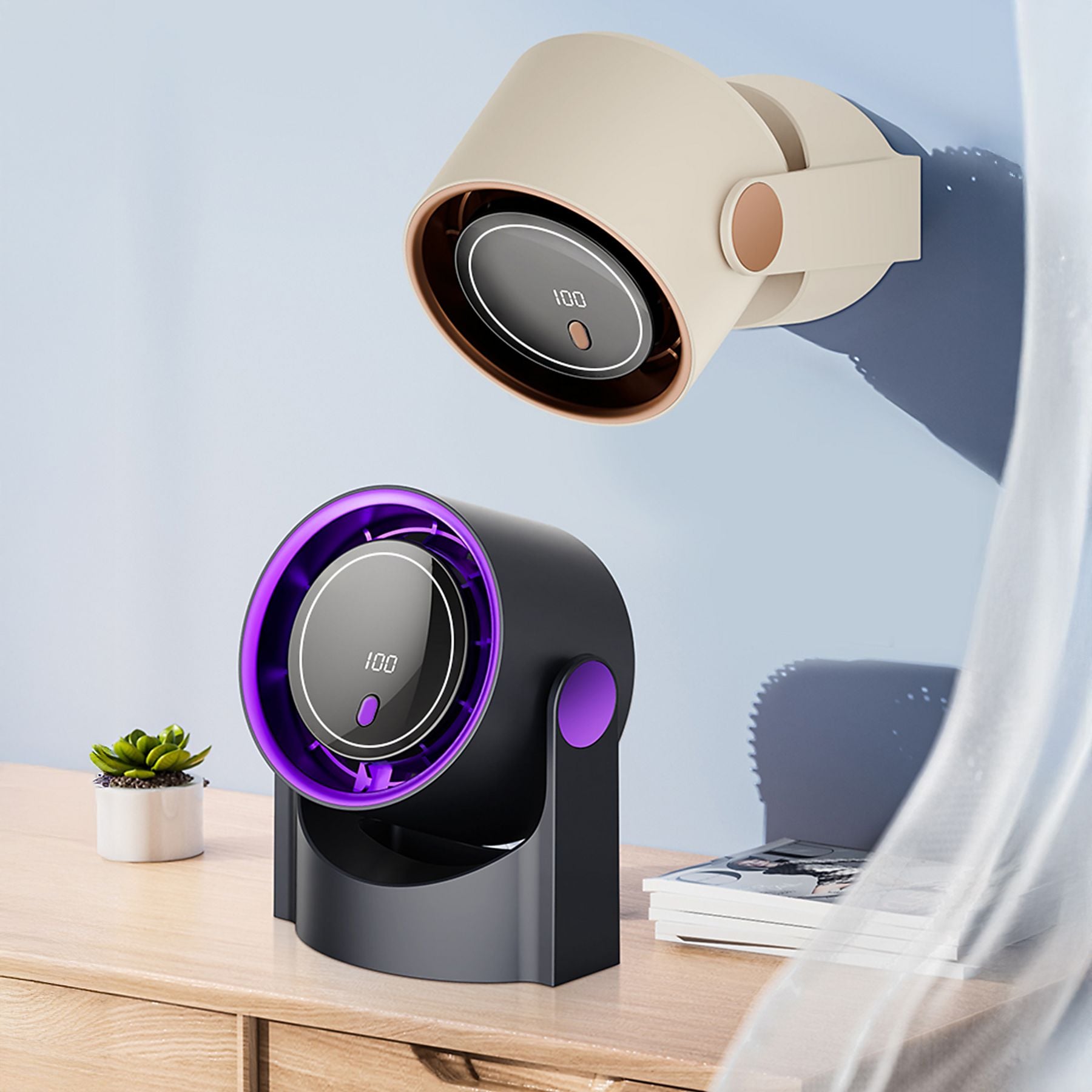 Ventilator portabil, 100 de viteze, incarcare USB-C, 2000 mAh