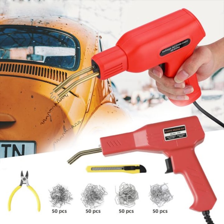 Set pistol pentru lipit, 4 tipuri de cleme, polipropilena, 50 W