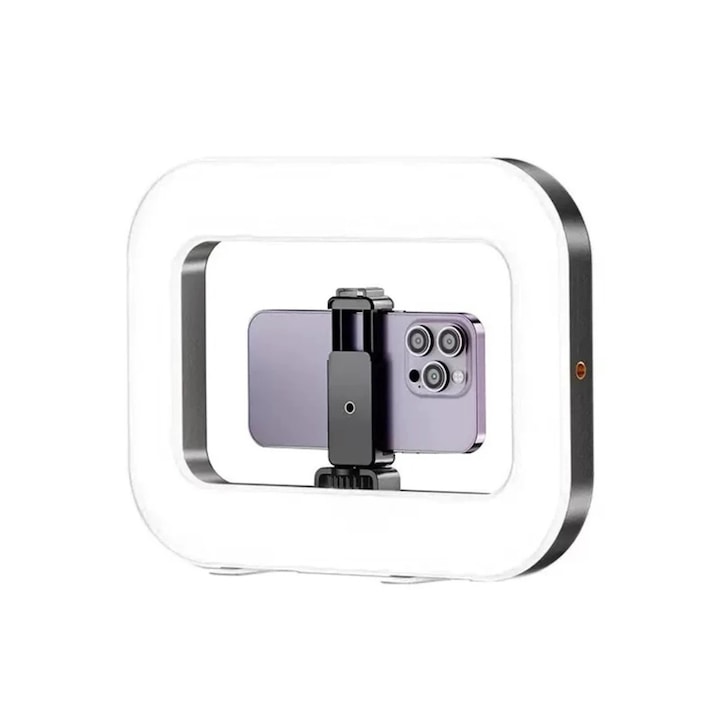 Lampa LED Ring Light YM-300, 20 W, 3 culori, suport telefon, alimentare USB